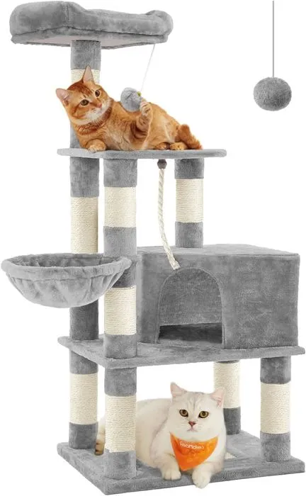 Feandrea Cat Tree Height 138 cm, Cat Play Tower, with Base and 9 Scratching Posts